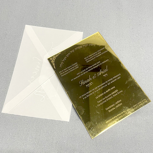 Invitations de <span class=keywords><strong>mariage</strong></span> en acrylique découpées au laser avec miroir en or de luxe en gros avec invitation de miroir personnalisée à couverture rigide en velours - Product Image 6