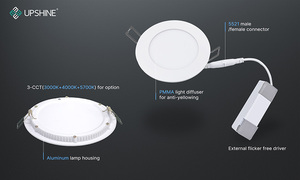 Lámpara de Panel LED Cuadrada/Redonda Empotrada Ultra Delgada ECO 3CCT - Product Image 5