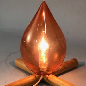 Flame Effect Table <b>Lamp</b> E27 LED 220V Wooden Tripod Base Bedroom Night Light Decorative Water Drop Shape Ambient Lighting - Product Image 4