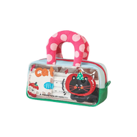 Mignon étui à crayons transparent en PVC avec poignée grande capacité sac cosmétique pochette de rangement de papeterie fournitures scolaires