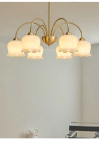 Abat-jour en verre givré style tulipe vintage français, douille E27, plusieurs tailles disponibles, pour lustre de salon