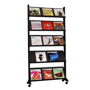 Factory Customized Easy Assemble Floor Standing 180cm Height Metal Comic Book Display Rack With Wheels