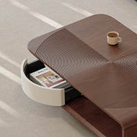 Table basse ronde de style mid-century avec design cannelé pour hôtel et maison