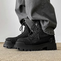 Bottes Martin rétro style vintage vieilli pour hommes, montantes, à semelle épaisse, polyvalentes, à tige large, mi-mollet, pour le travail en extérieur