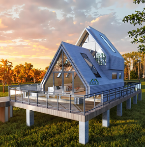 Maison préfabriquée en <span class=keywords><strong>bois</strong></span> blanc moderne, haute qualité, construction rapide, imperméable, anti-corrosion, villa, hôtel, appartement, maison triangulaire - Product Image 2