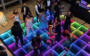 3D interativo LED para pista de dança de casamento, luz portátil, espelho infinito, controle remoto sem fio, azulejo para eventos