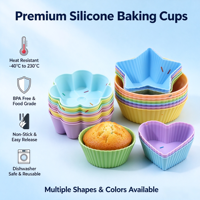 Moules de cuisson en silicone antiadhésifs résistants à la chaleur de qualité alimentaire OEM personnalisés pour cupcakes, muffins, pâtisserie DIY