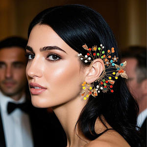 <span class=keywords><strong>Orecchini</strong></span> a Cerchio in Lega con Decorazioni in Filo di Rame e Perline di Cristallo, Stili <span class=keywords><strong>Multipli</strong></span>, Fatti a Mano, per Donne - Product Image 5