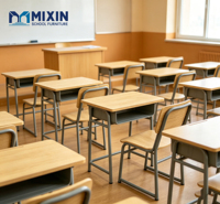 Table d'étude en bois pratique pour enfants, mobilier de classe pour lycéens, bureau et chaise modernes en bois pour étudiants