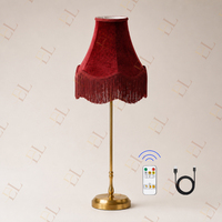 Lampes de table modernes rechargeables de 77 cm/30 pouces avec télécommande, abat-jour à franges bordeaux, lumière blanc chaud à intensité variable pour la décoration de mariage