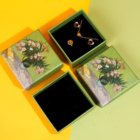 Boîte à bijoux biodégradable vintage verte en carton ondulé avec fermeture magnétique pour le stockage de bagues et de colliers Vente en gros en stock