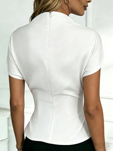 Blusa de Mujer con Cuello Medio Alto y Cintura Ajustada, Elegante, para el Trabajo, Ajustada, para la Oficina, Uso Diario - Product Image 5