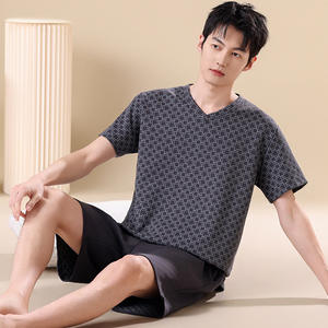 <span class=keywords><strong>Pigiama</strong></span> Estivo da <span class=keywords><strong>Uomo</strong></span> 2026 a Maniche Corte, Tinta Unita, 2 Pezzi, Vestibilità Ampia, Casual, <span class=keywords><strong>Taglie</strong></span> <span class=keywords><strong>Forti</strong></span> - Product Image 1