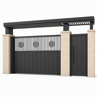 Ensemble de portail coulissant en aluminium à double section, portail d'entrée de villa, porte piétonne, design moderne et intime pour projet résidentiel