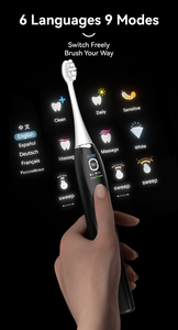Cepillo de Dientes Sónico Recargable por USB SEAGO SG-2778 Premium con Pantalla LCD Inteligente, Sensor de Presión Excesiva, 6 Idiomas y 9 Modos - Product Image 2
