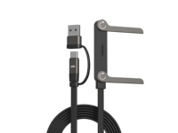 Nouveau produit 2026 : Câble de charge rapide 240W 2-en-1 USB-C avec support de téléphone pliable et réglable, câble de données tressé