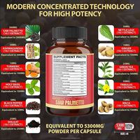Compléments alimentaires à base de plantes pour la santé de la prostate, capsules de Saw Palmetto, extrait de Saw Palmetto.