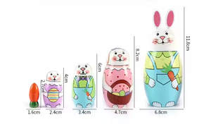 Conejito de Pascua Clasificación y apilamiento Juguetes Matroshka de madera Muñecas anidadas Festival Presente - Product Image 6