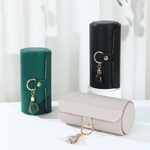 Cross-border PU Three-layer Foldable Cylinder European Style Solid Pattern <b>Jewelry</b> <b>Storage</b> Box & Bag for Valentine's Day - Product Image 5