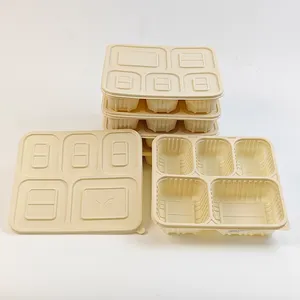 2 3 5 Compartment Customized Logo Corn Starch Large Salad Packaging Box Bento Ramen Takeaway Bowl Food Container Takeaway Bowl
