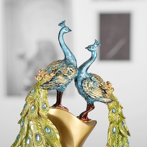 Ornements de paon en résine naturelle, décoration pour salon, meuble TV, cave à vin, cadeau d'entreprise créatif pour la maison - Product Image 3