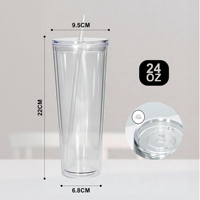 Gobelet transparent à double paroi de 24 oz avec trou pré-percé pour la création de globes de neige DIY avec paillettes, idéal pour les cadeaux