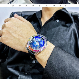 Montre automatique pour homme avec <span class=keywords><strong>cadran</strong></span> diamanté ciel étoilé, lumineuse, étanche, bracelet en cuir de vache - Product Image 5