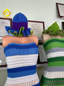 Set di Abbigliamento Donna Y2k, Abiti Casual, <span class=keywords><strong>Vestito</strong></span> a Fascia, Grazioso Abito Estivo a Righe <span class=keywords><strong>in</strong></span> Pizzo Lavorato a <span class=keywords><strong>Maglia</strong></span> Senza Maniche - Product Image 4