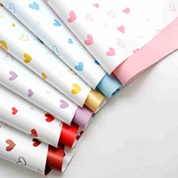 Kertas Pembungkus Bunga Aierflorist Motif Hati Romantis, Bahan Buket, Cetak Tangan, Tahan Air