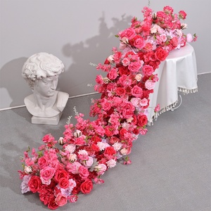 Centro de Mesa Floral para Bodas, Camino de Mesa con Flores Artificiales, Rosas Blancas para Pasillo, Simulación de Flores - Product Image 1