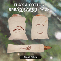 100% sacs à pain en lin naturel imprimé à la main 3 paquets personnalisés 30-50cm poignée en corde stockage moyen sacs à provisions personnalisés