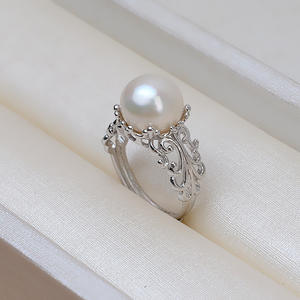 S925 Silver Palace Adjustable Finger Ring <b>Holder</b> Open Flower Design Empty Pearl DIY Accessories <b>Jewelry</b> Findings Components - Product Image 3