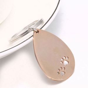 Laser Engraving Blank Keychain Stainless Steel Rose Gold Dog Paw DIY Pendant Tags QR Code Fashion Custom Blank <b>Metal</b> <b>Key</b> <b>Chains</b> - Product Image 2