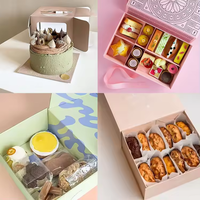 Boîte à biscuits en carton pliable avec logo imprimé personnalisé, laminage mat, pour boulangerie, pain, macarons, en-cas, biscuits