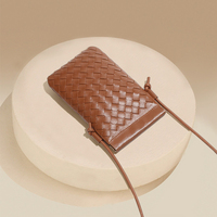 Vintage mini handtas crossbody gevlochten PU lederen telefoon tas handgemaakt magnetisch dames geweven schoudertasje veelzijdige dames tas