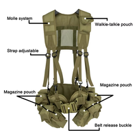 Rompi Taktis Bahan Oxford Kamuflase Hijau Tahan Lama Anti Air, Chest Rig untuk Latihan Luar Ruangan, Satu Ukuran untuk Semua
