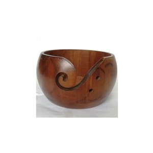 Bol à laine en bois naturel fait main en Inde WOODY24INTO7, écologique, forme ronde, taille personnalisée, style tendance - Product Image 2