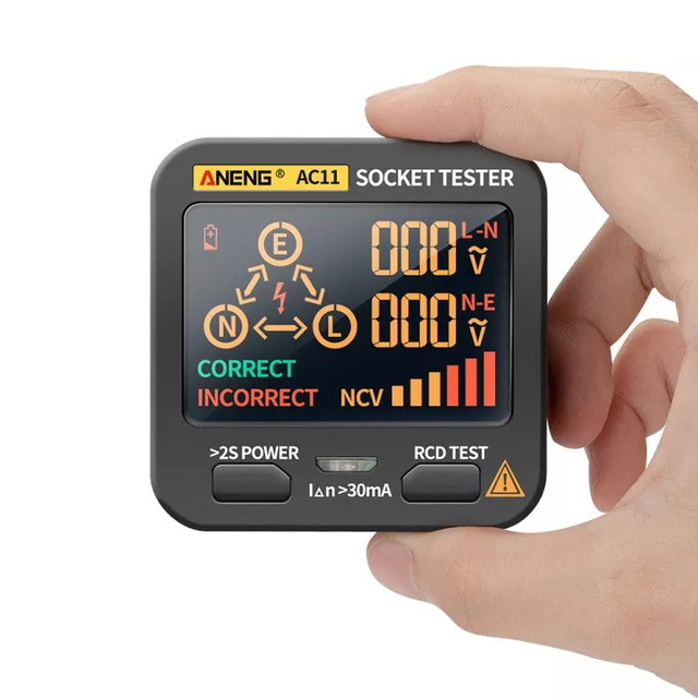 ANENG AC11 Digital Smart Socket Tester EU/US/UK/AU Voltage Test Socket Detector Electrical Ground Wire Detector Rcd NCV test
