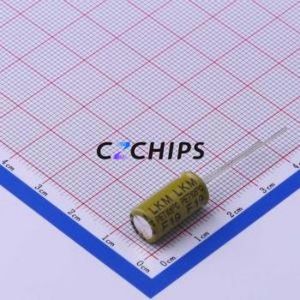 LKMD1601E681MF ตัวเก็บประจุชนิดอลูมิเนียมผ่านรู D8xL16mm 680UF 20% 25V 1.5A-100kHz - Product Image 2