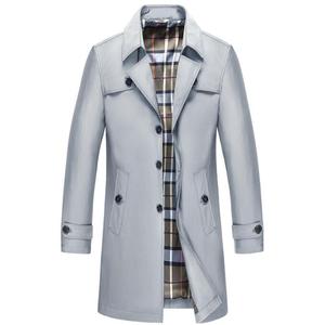 Manteau en coton à simple boutonnage pour hommes, vêtements longs à capuche, coupe-vent de couleur unie, grande taille, - Product Image 2