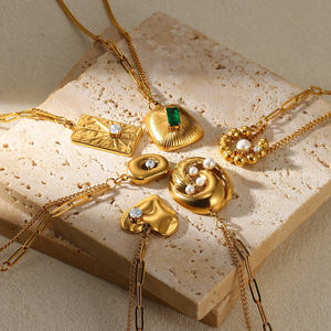 Nuevo Collar de Acero Inoxidable con Colgante Chapado en Oro de 18K, Estilo <span class=keywords><strong>Vintage</strong></span>, Delicado y Moderno, Joyería de Moda para Mujer - Product Image 4