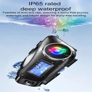 Q58-max Motorcycle Helmet Bt <strong>Headset</strong> Intercom Led Lighting Dual 500m Ip65 Rateddeep Waterproof Stereo Fm Radio Interphone - Product Image 6