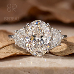 IGI Certified Vvs CVD Lab Grown Diamond Engagement <b>Ring</b> Women Custom 925 <b>Silver</b> Round Lab Created Diamond Trilogy <b>Ring</b> Jewelry - Product Image 1