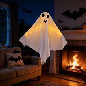 Decoración Colgante LED de Tela con Forma de Fantasma para Halloween, Lámpara de Araña para Fiestas de Terror, Patios y Festivales - Product Image 6