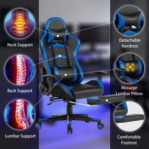 <span class=keywords><strong>Silla</strong></span> Ergonómica Reclinable Ajustable de Piel Sintética Giratoria para Juegos de PC con Reposapiés, Suministro del Fabricante AJUNION - Product Image 3