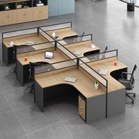 Combinazione Moderna di Scrivania e Sedia da Ufficio in Legno Modulare con Postazione a 6 Pannelli Divisori per Ufficio