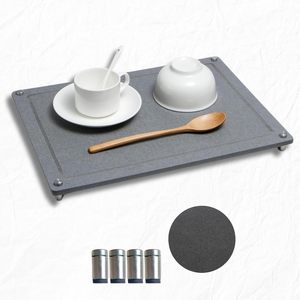 Tapis de séchage de vaisselle en terre de diatomée classique, super absorbant, résistant à la chaleur, écologique et réutilisable pour la cuisine - Product Image 1