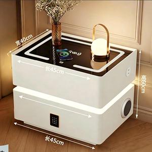 Mesita de Noche Inteligente Moderna con Luz LED, Estante de Almacenamiento, Estación de Carga, Tapa de Vidrio, Ecológica para Dormitorio - Product Image 4