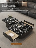 Table basse en pierre de style luxe moderne avec espace de rangement pour salon de maison ou petit appartement