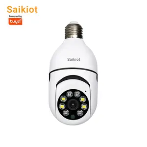 Saikiot Tuya智能3MP 4MP 5MP销售智能家居WIFI安全无线PTZ灯泡摄像头灯室内E27灯泡摄像头360
